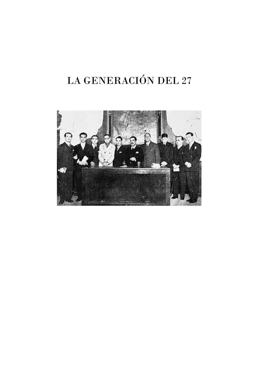 LA GENERACIÓN DEL 27 ÍNDICE
-Breve introducción.
-Características principales.
-Contexto histórico, social y cultural.
-Obras y autores dest