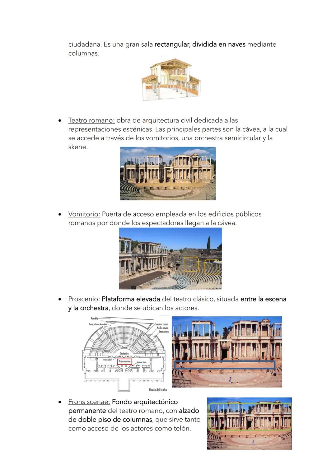 VOCABULARIO ARTE ROMANO
●
Podio/podium:
Pedestal sobre el que se levanta un edificio, empleado en el
templo romano como una evolución del kr