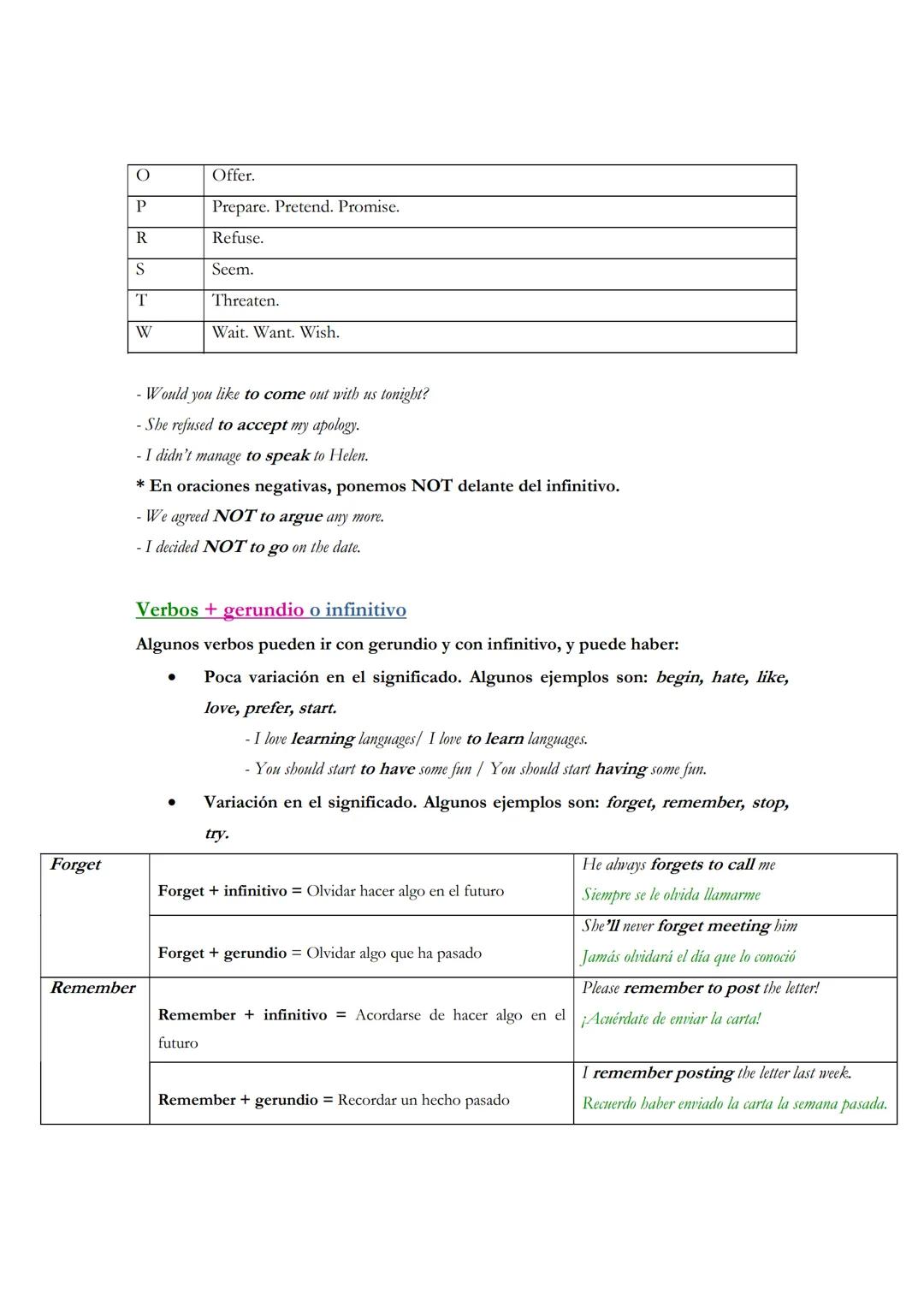 GERUNDIO O INFINITIVO
El gerundio puede ser usado en los siguientes contextos:
Gerundio como Sujeto
Gerundio como Adjetivo
Como parte de la 