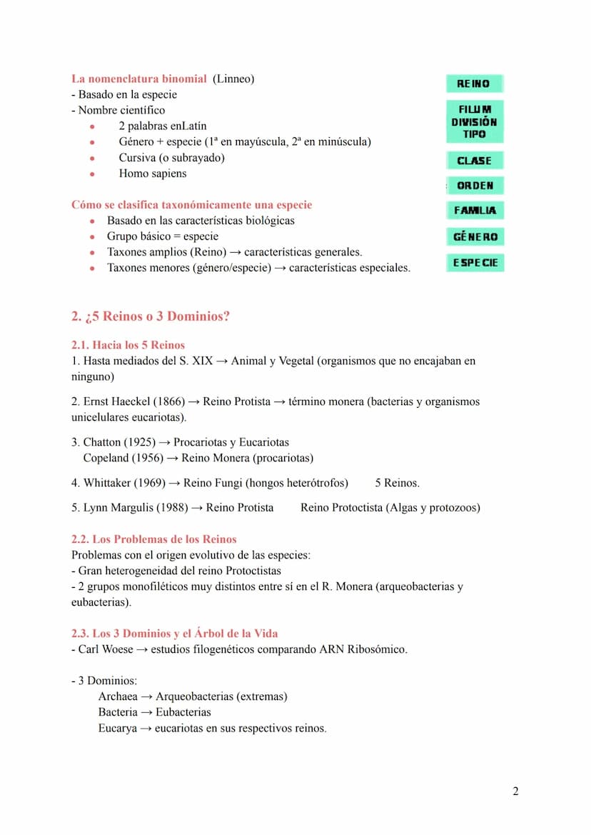 T-6: La Clasificación de la Vida
1. Cómo se clasifican los seres vivos
Para estudiar todas las especies conviene clasificarlas de una manera