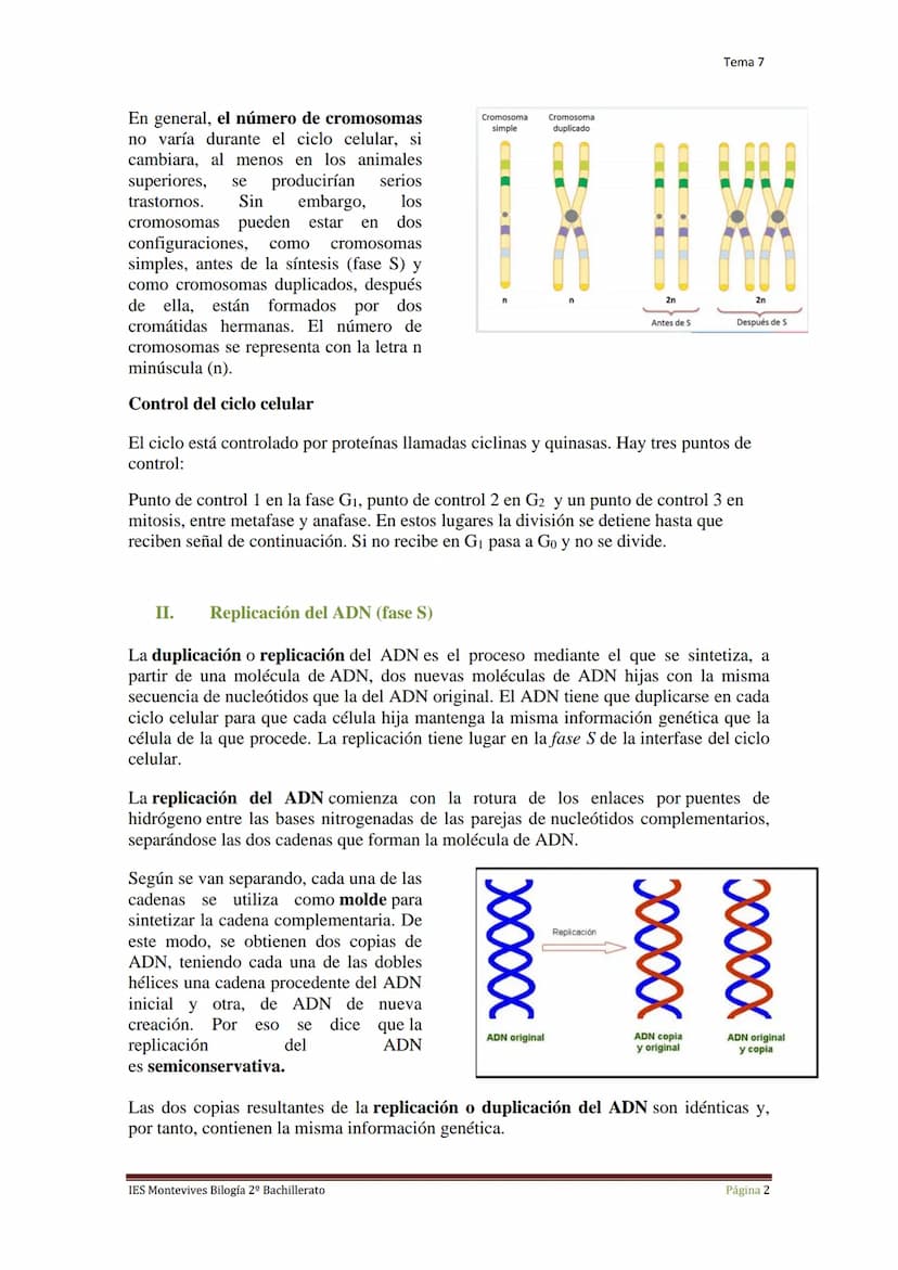 Tema 7 Reproducción Celular
I.
Ciclo Celular
El ciclo celular es un conjunto ordenado de sucesos que conducen al crecimiento de
la célula y 