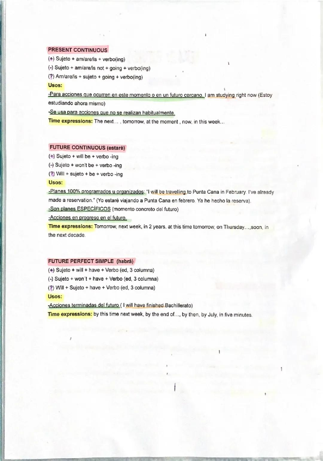 TEMA 2: FUTUROS
VERBOS
WILL (future simple)
(+) Sujeto+will + verbo
(-) Sujeto + won't + verbo
(?) will/won't+ sujeto + verbo
Usos:
Predicci