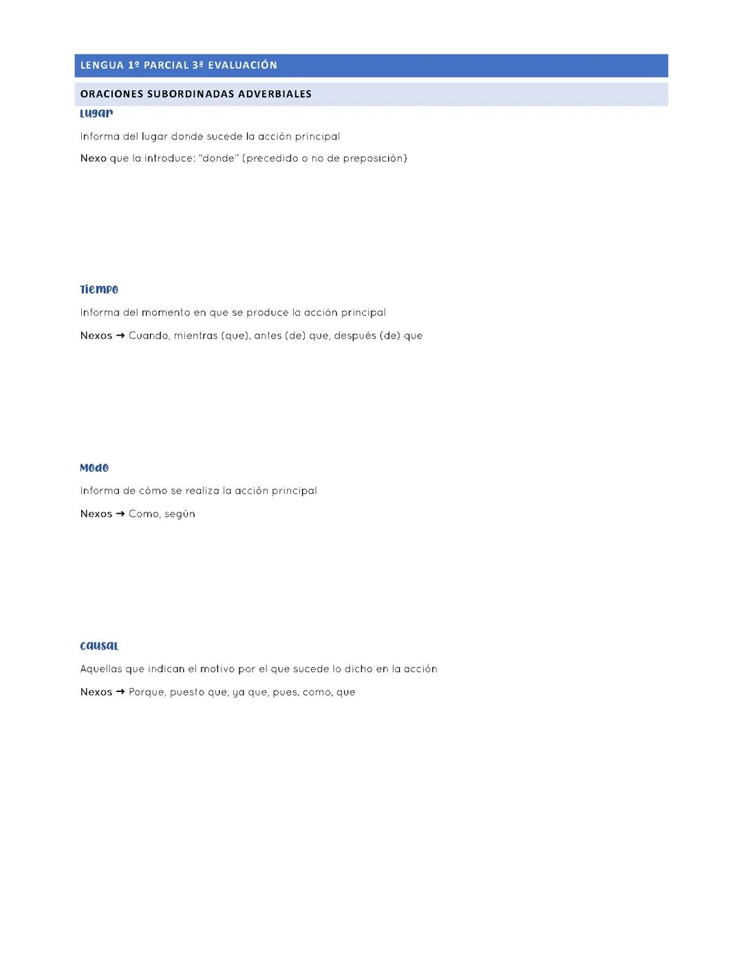 Oraciones subordinadas adverbiales