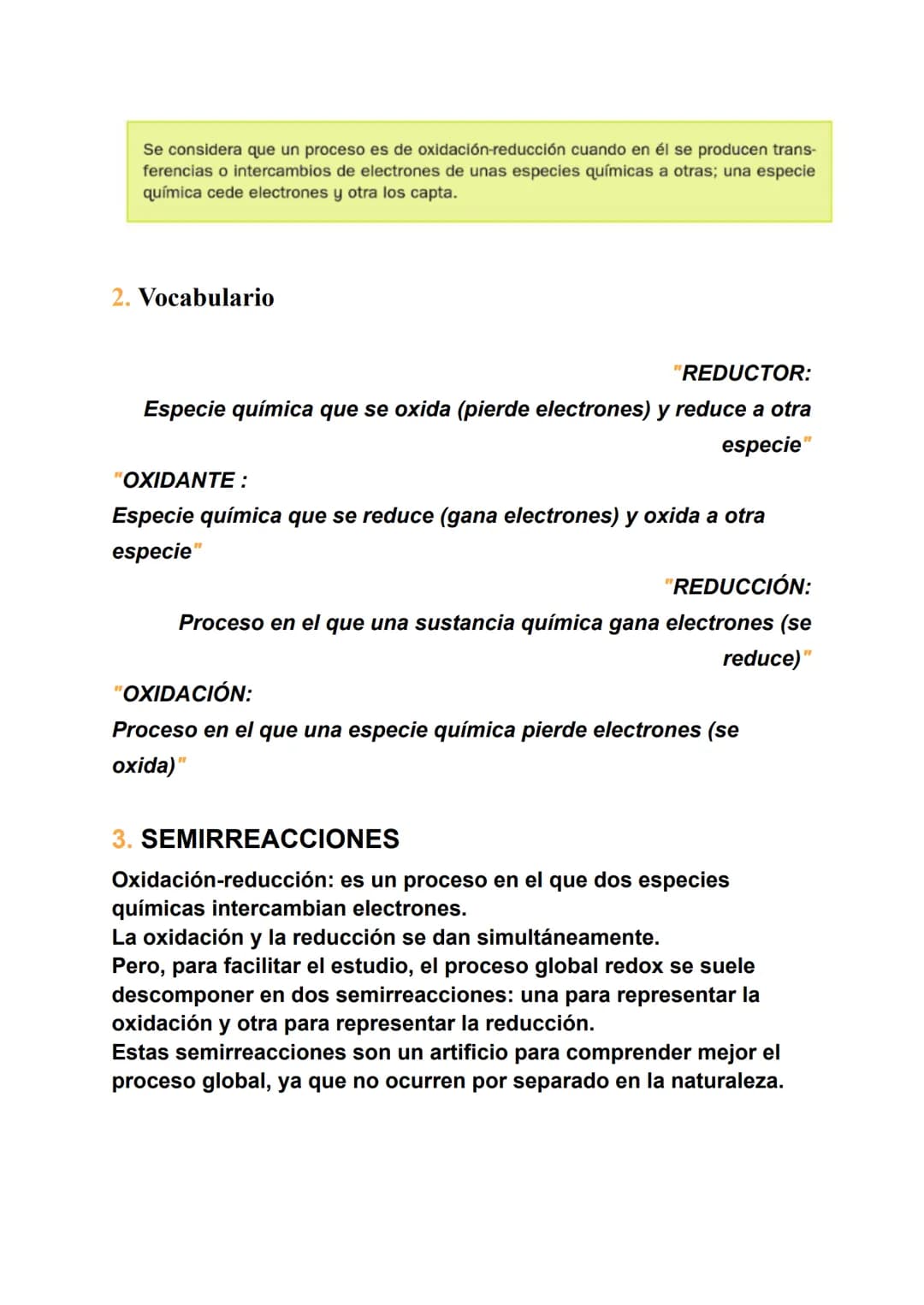 REDOX
1. Introducción
2. Vocabulario
3. Semirreacciones
4. Números de oxidación
5. Ajuste redox
6. Estequiometría
1.
Los procesos de oxidaci