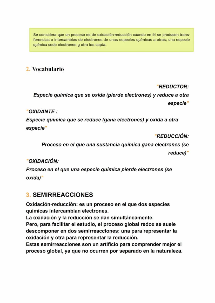 REDOX
1. Introducción
2. Vocabulario
3. Semirreacciones
4. Números de oxidación
5. Ajuste redox
6. Estequiometría
1.
Los procesos de oxidaci