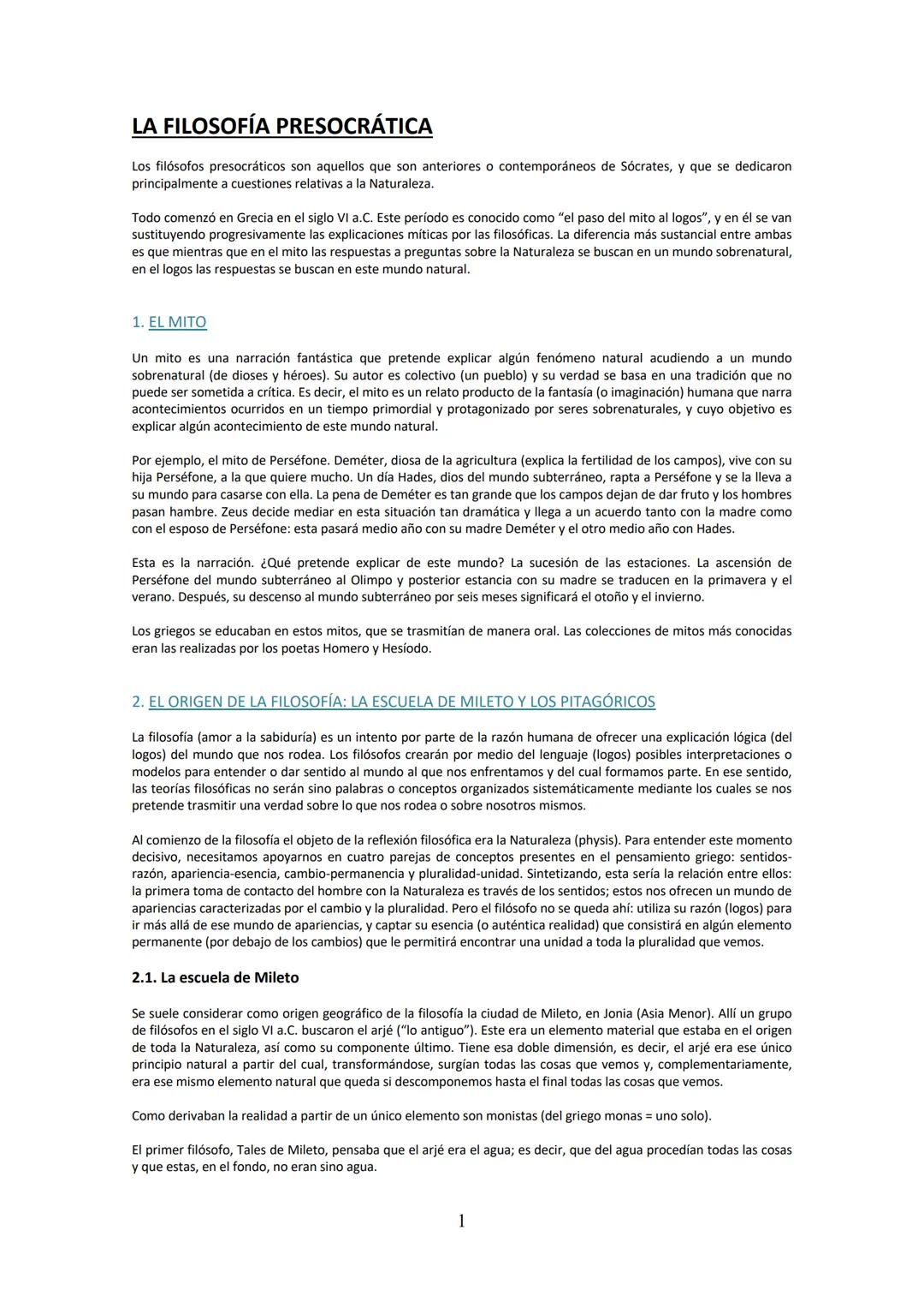 ## LA FILOSOFÍA PRESOCRÁTICA

Los filósofos presocráticos son aquellos que son anteriores o contemporáneos de Sócrates, y que se dedicaron
p