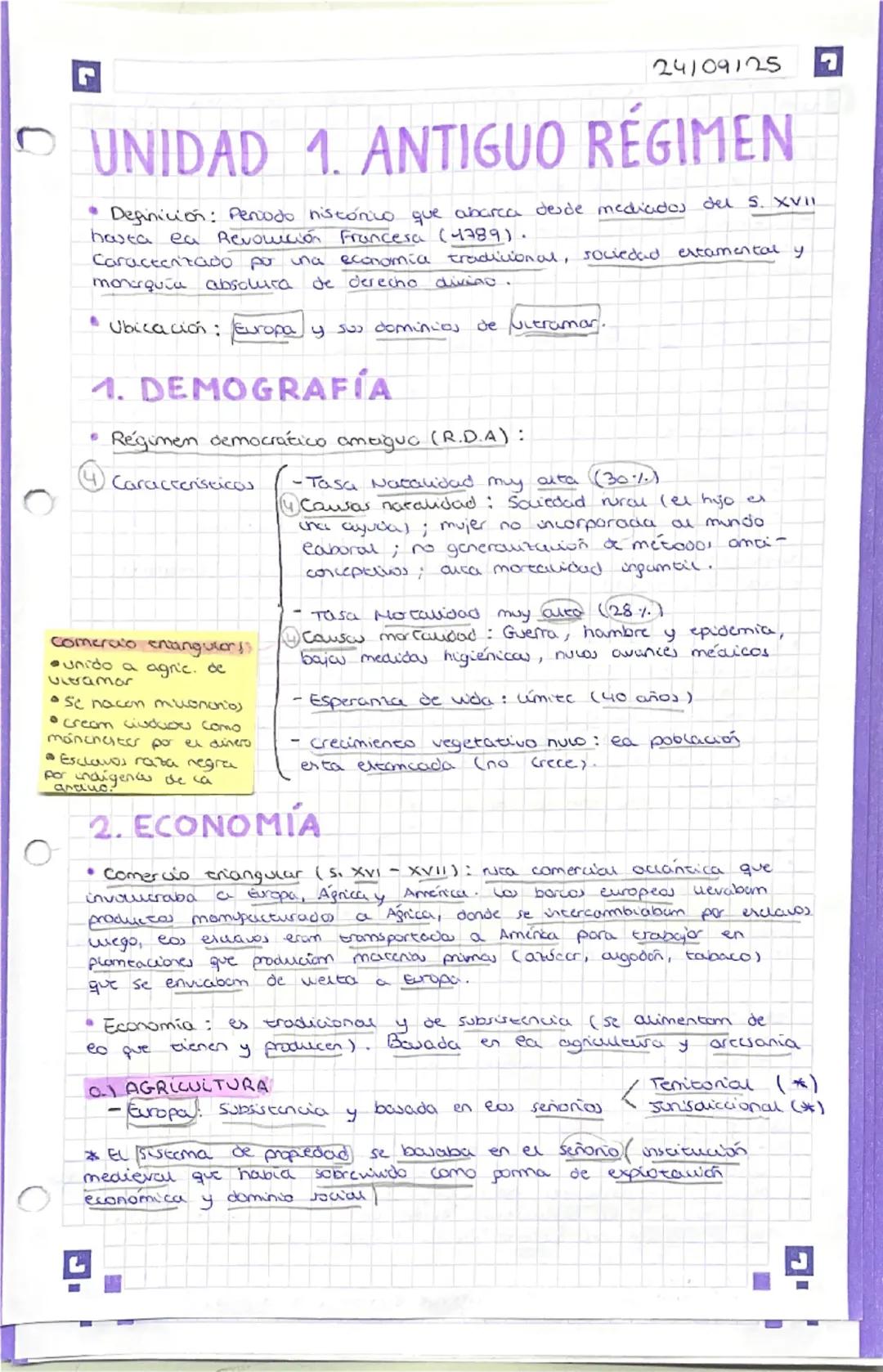 24/09/25

UNIDAD 1. ANTIGUO RÉGIMEN
*   Definición: Periodo histórico que abarca desde mediados del s. XVII
hasta ea Revolución Francesa (17