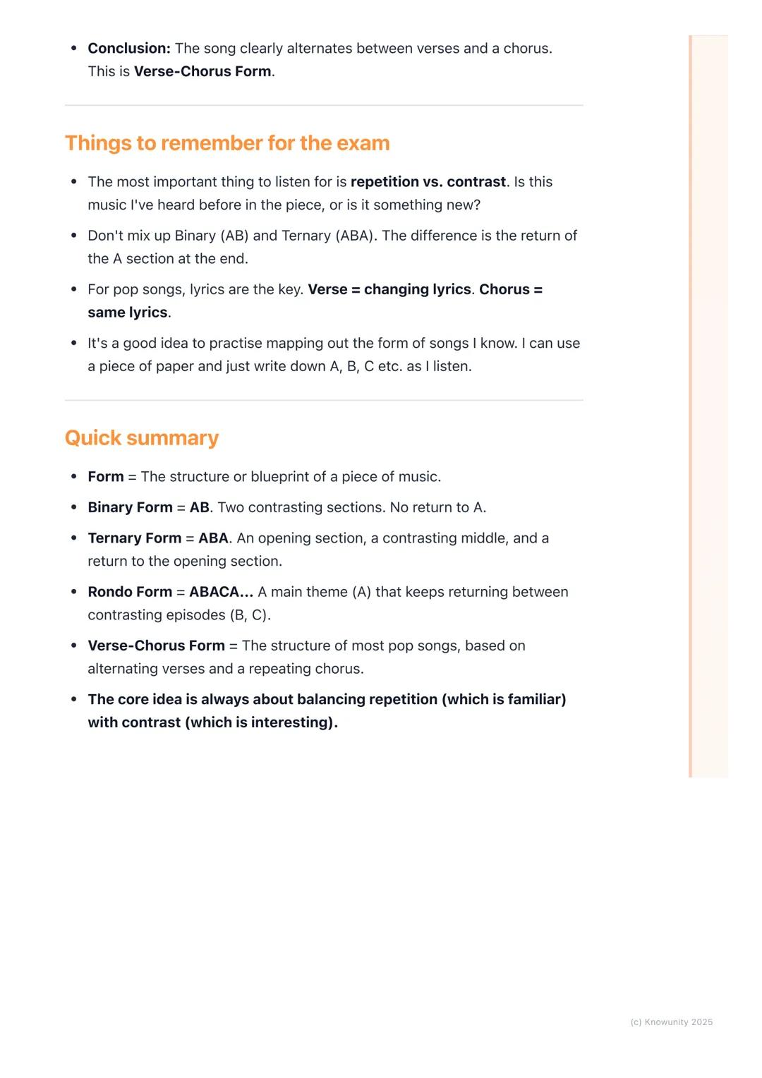 # Form and Structure

What is form in music?

Form is basically the plan or the structure of a piece of music. It's how all the
different se