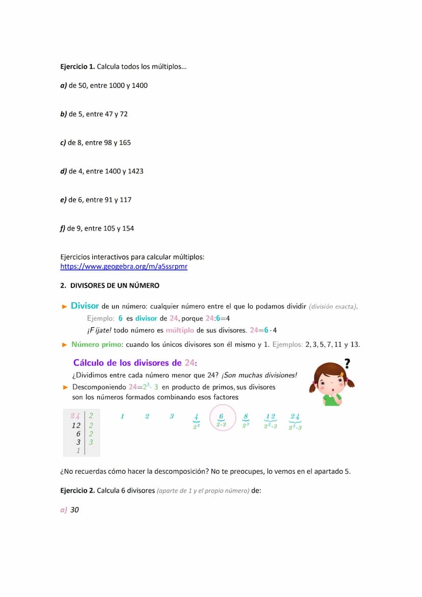 
<p>En esta unidad aprenderemos a…<br />
<strong>1. Conocer y calcular los múltiplos de un número.</strong><br />
<strong>2. Identificar y c