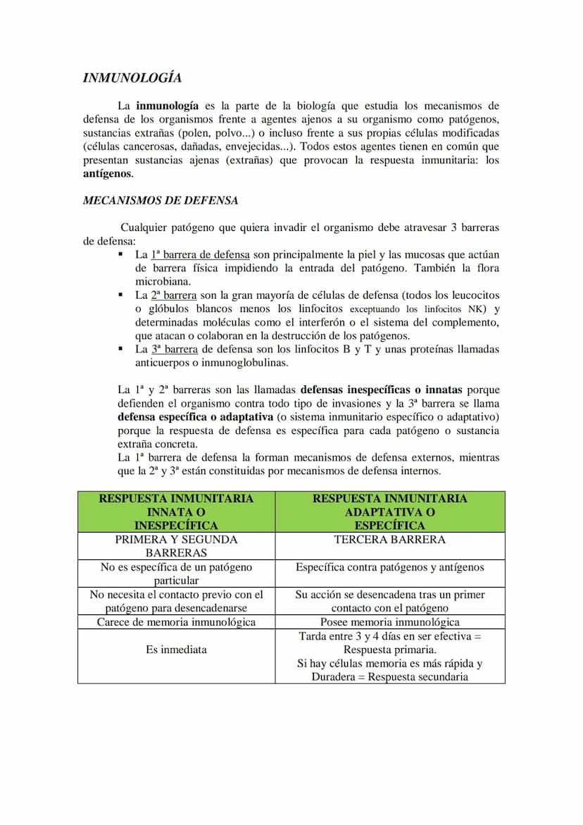TEMA17: EL SISTEMA INMUNITARIO Y LA
INMUNIDAD
Mecanismos de defensa orgánica.
1.- Inespecíficos: Externos: componentes (piel y mucosas) y mo