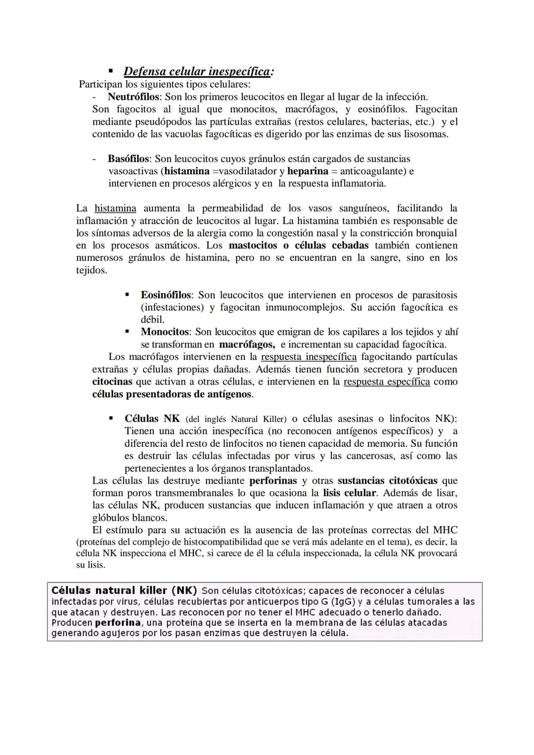 TEMA17: EL SISTEMA INMUNITARIO Y LA
INMUNIDAD
Mecanismos de defensa orgánica.
1.- Inespecíficos: Externos: componentes (piel y mucosas) y mo