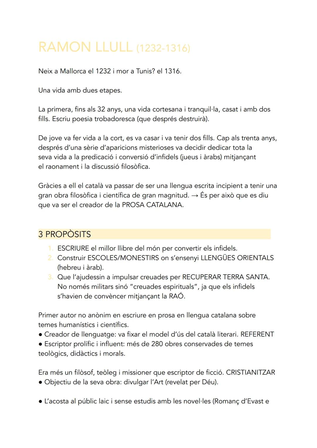 # RAMON LLULL (1232-1316)

Neix a Mallorca el 1232 i mor a Tunis? el 1316.

Una vida amb dues etapes.

La primera, fins als 32 anys, una vid