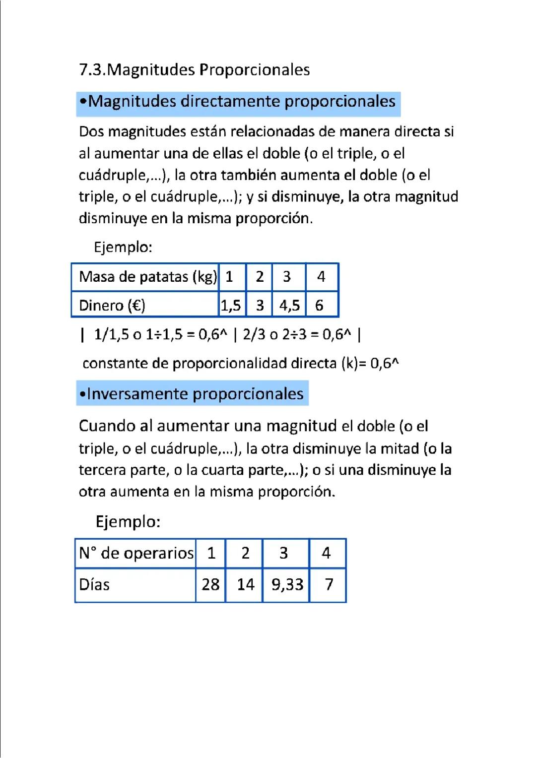 Magnitudes proporcionales