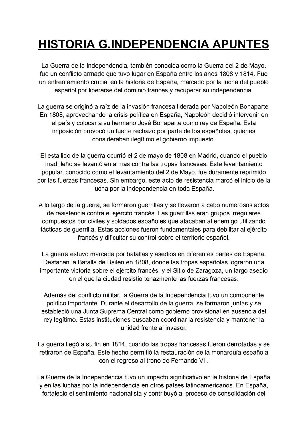 La Guerra de la Independencia en España