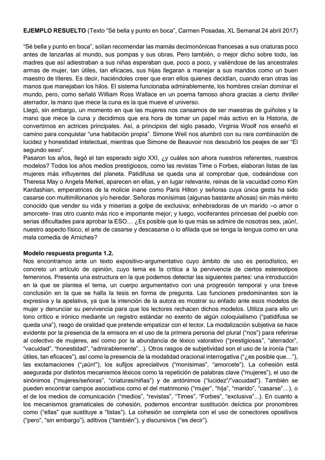 MATERIAL TEÓRICO PARA PREPARAR LA PREGUNTA ADECUACIÓN, COHERENCIA Y
COHESIÓN (15-20 líneas)
Según el coordinador, esta pregunta ha de tratar