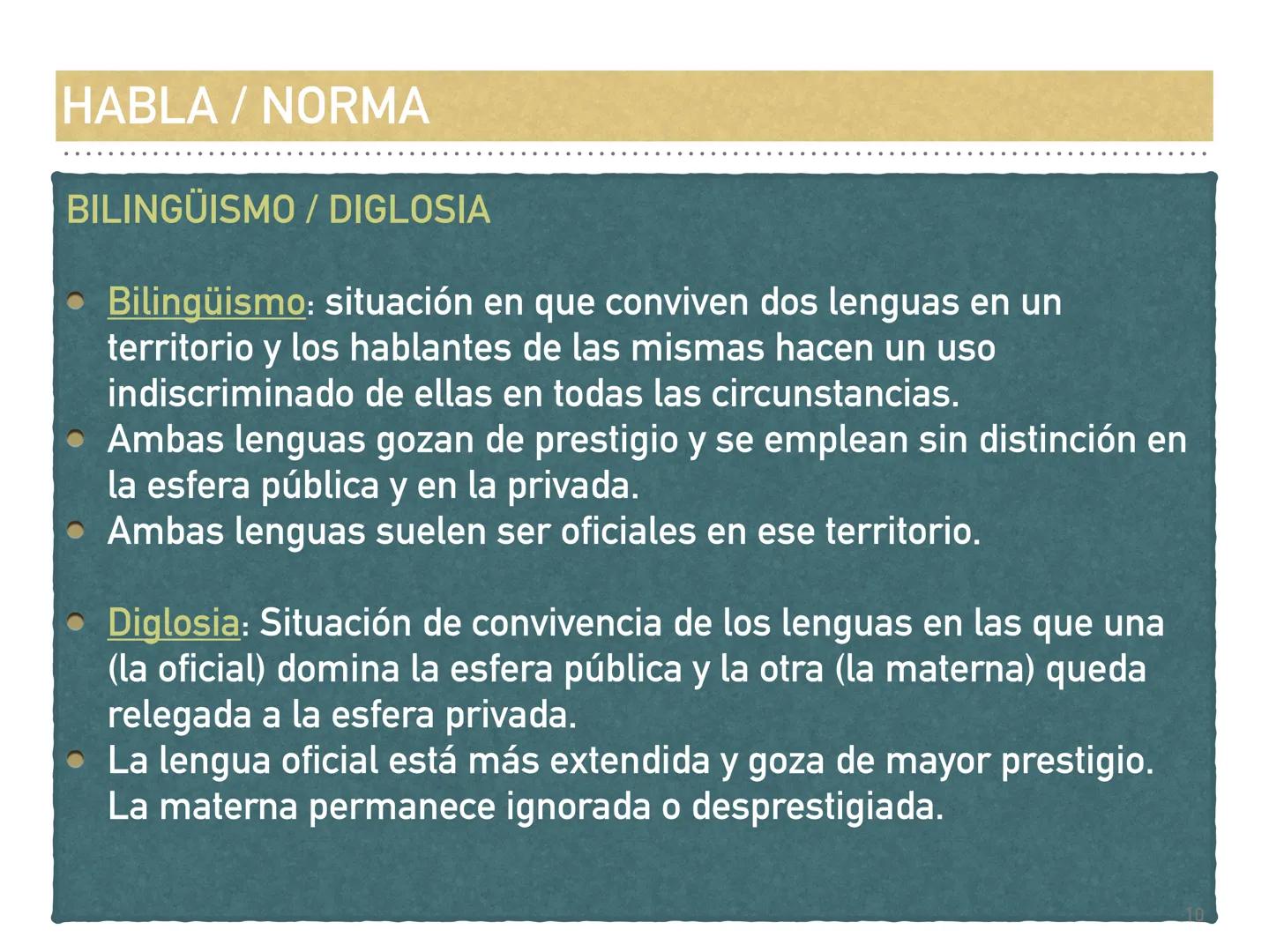 LENGUAJE, LENGUA, HABLA, NORMA,
DIALECTO
Dpto. de Lengua Española LENGUAJE / LENGUA
LENGUAJE
Es la capacidad humana de comunicarse con sus s