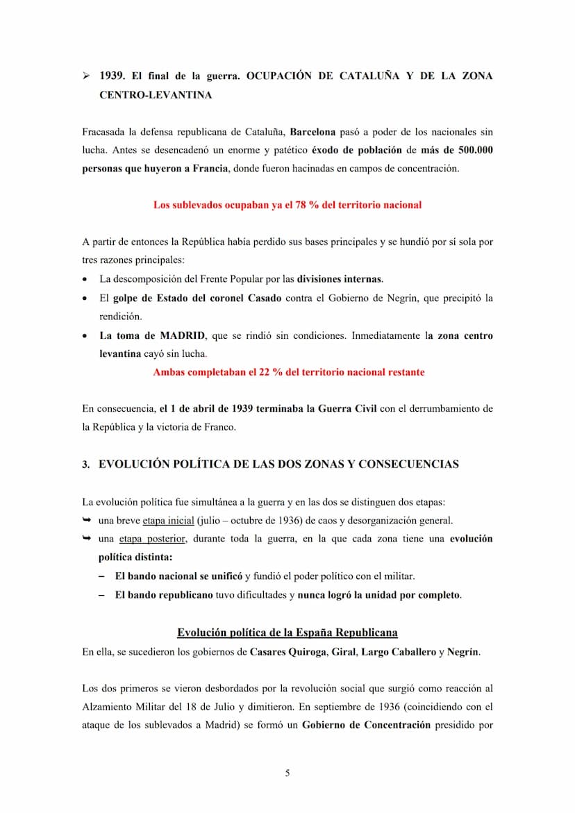 Tema 7
LA GUERRA CIVIL (1936-1939)
Tres epígrafes: Sublevación militar e internacionalización del conflicto - Desarrollo o fases de
la Guerr
