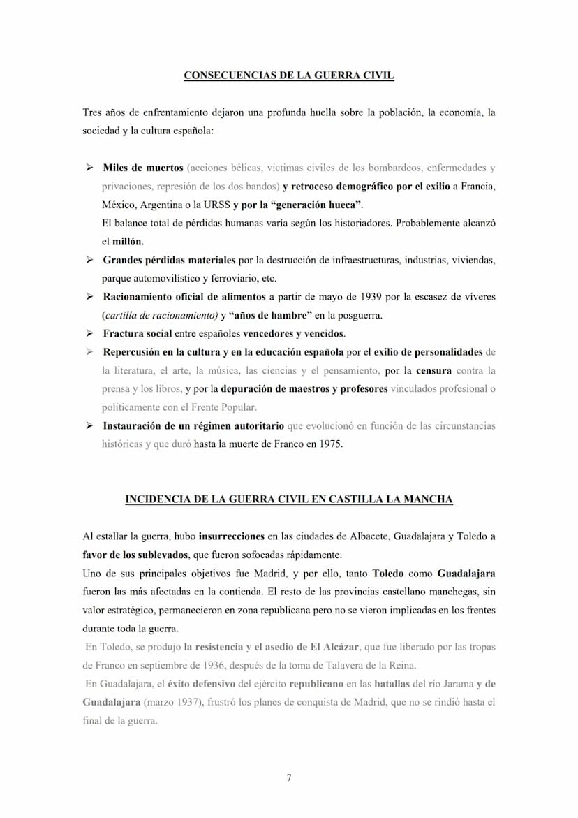 Tema 7
LA GUERRA CIVIL (1936-1939)
Tres epígrafes: Sublevación militar e internacionalización del conflicto - Desarrollo o fases de
la Guerr