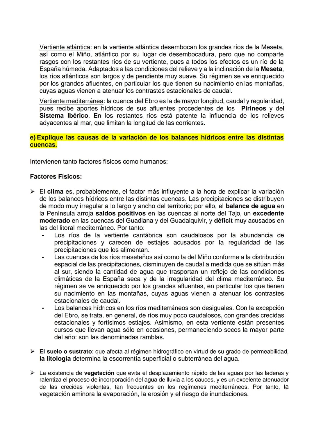 Práctica mapa cuencas hidrográficas
El mapa representa el balance hídrico de las principales cuencas hidrográficas de la
Península Ibérica, 