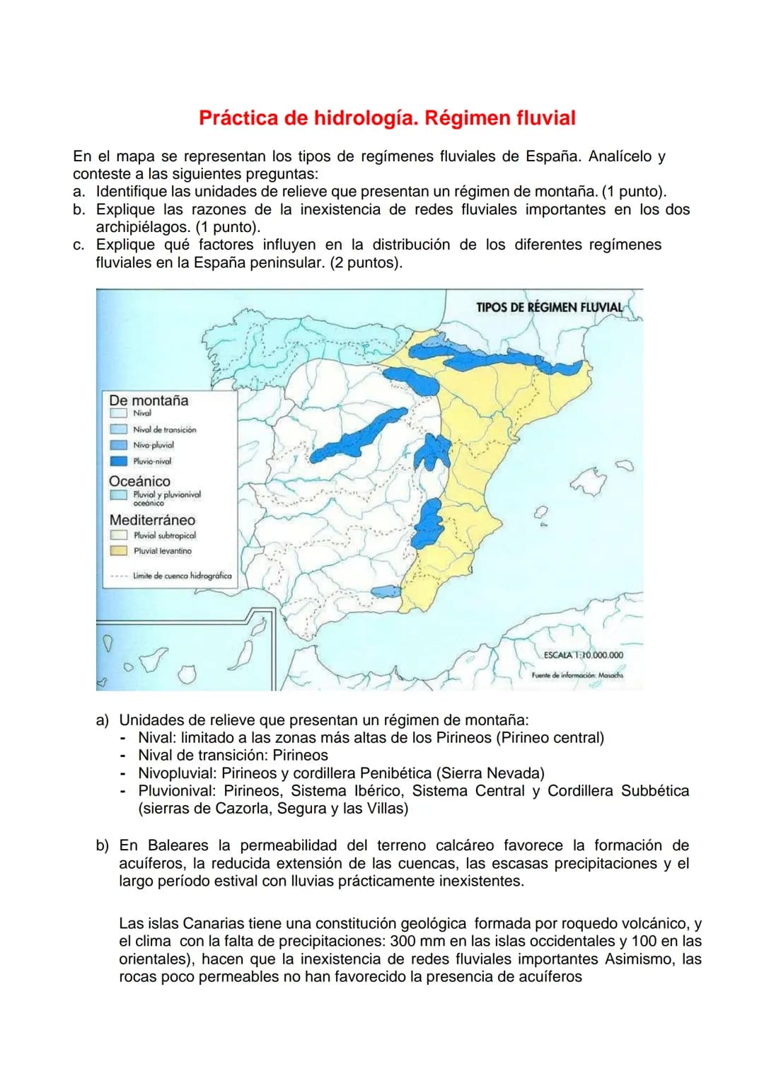 Práctica mapa cuencas hidrográficas
El mapa representa el balance hídrico de las principales cuencas hidrográficas de la
Península Ibérica, 