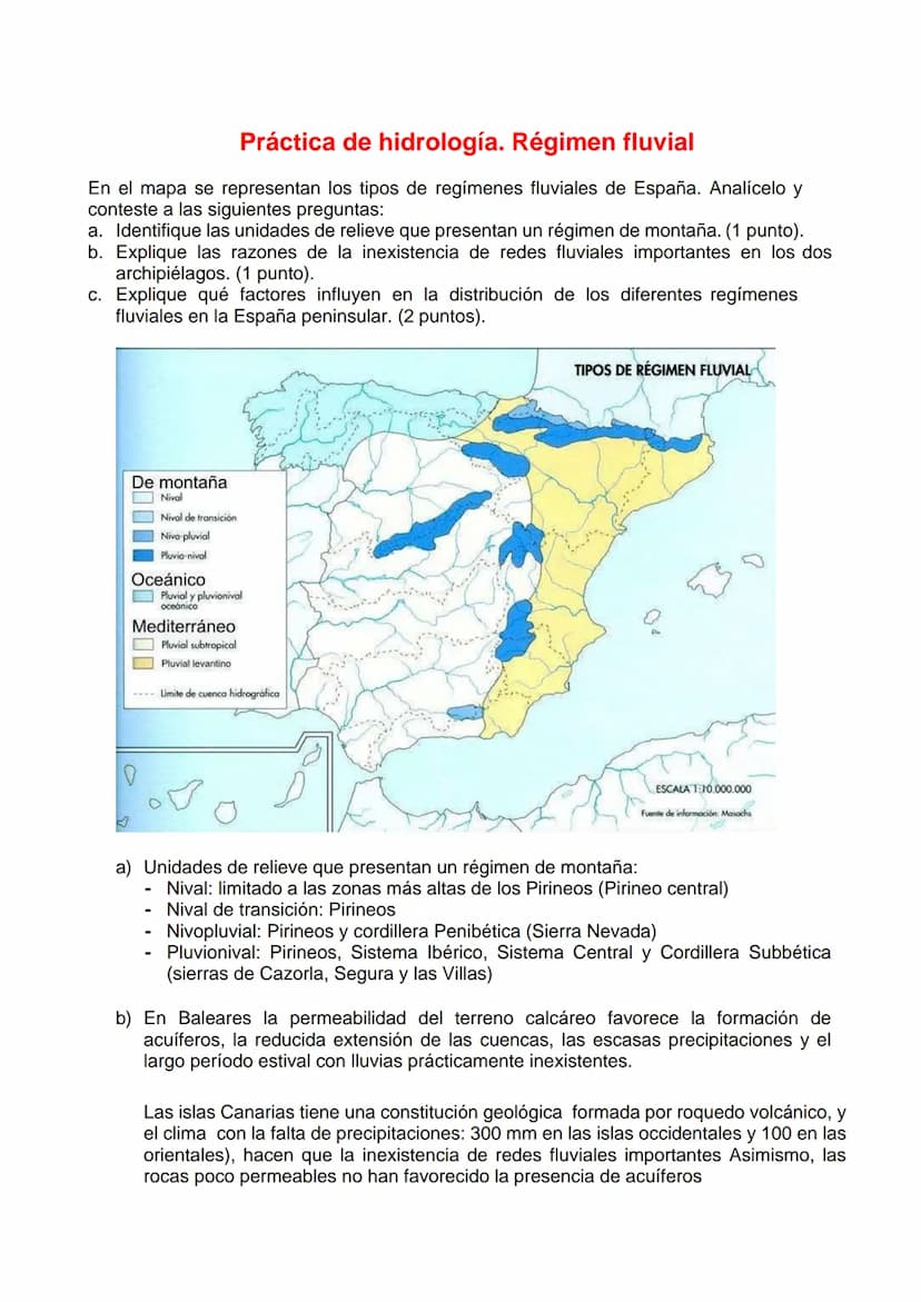 Práctica mapa cuencas hidrográficas
El mapa representa el balance hídrico de las principales cuencas hidrográficas de la
Península Ibérica, 