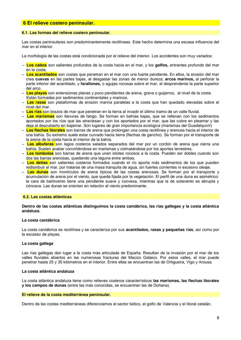 Tema 2. EL RELIEVE. Características generales. La Meseta y sus
unidades interiores. Los rebordes montañosos de la Meseta. Los
sistemas y uni