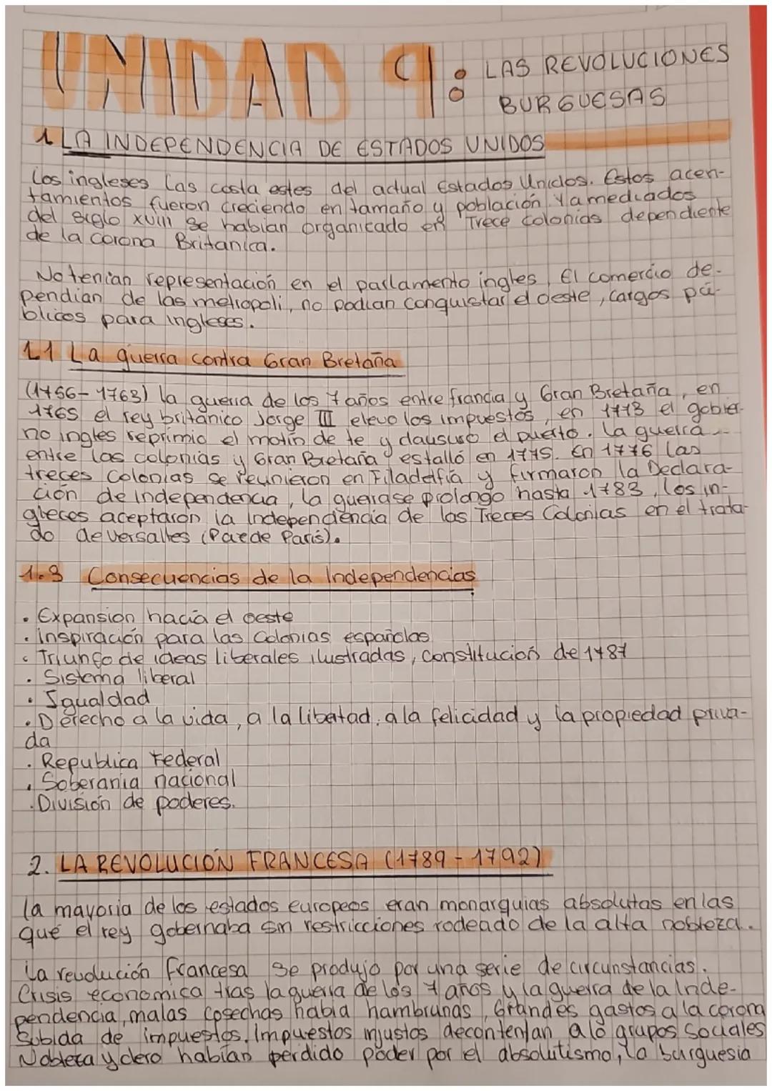UNIDAD
LAS REVOLUCIONES
BURGUESAS
LA INDEPENDENCIA DE ESTADOS UNIDOS
Los ingleses las costa estes del actual Estados Unidos. Estos acen-
tam