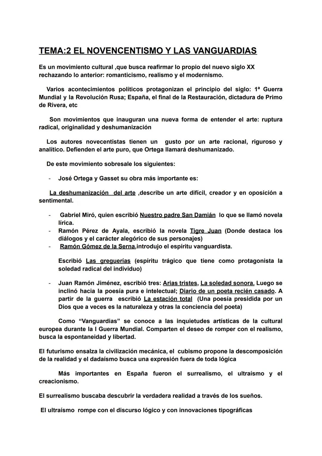 TEMA:2 EL NOVENCENTISMO Y LAS VANGUARDIAS
Es un movimiento cultural,que busca reafirmar lo propio del nuevo siglo XX
rechazando lo anterior: