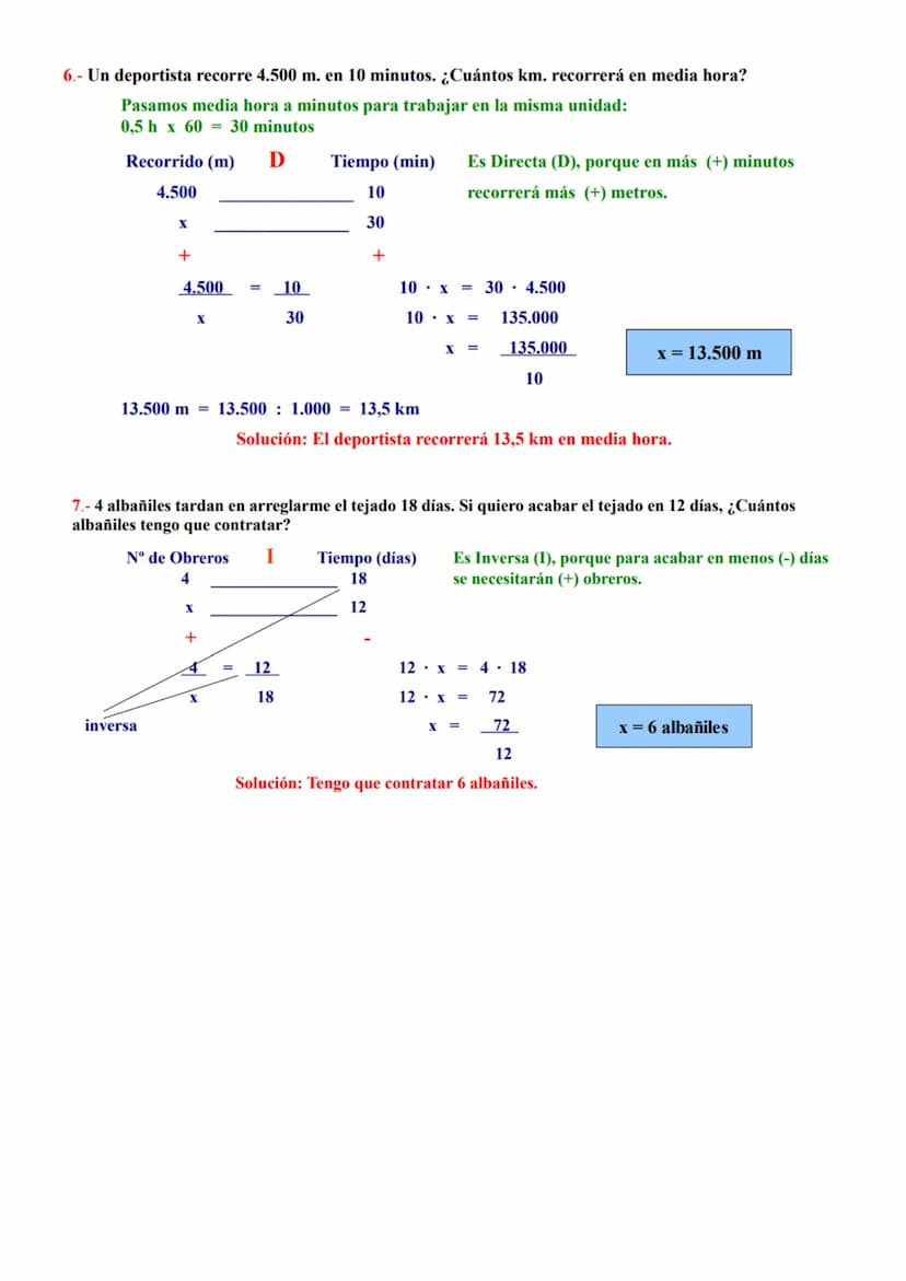 Todos estos problemas se resuelven planteando una regla de tres simple (sigue estos pasos):
1° Escribimos las dos magnitudes con la unidad e