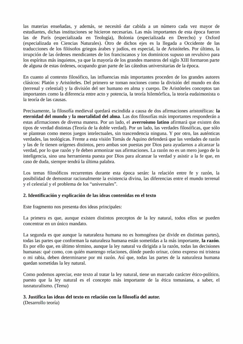 EJEMPLO EXAMEN TOMÁS DE AQUINO
Respuesta a las objeciones: 1. A la primera hay que decir: Todos estos preceptos de la ley natural
constituye