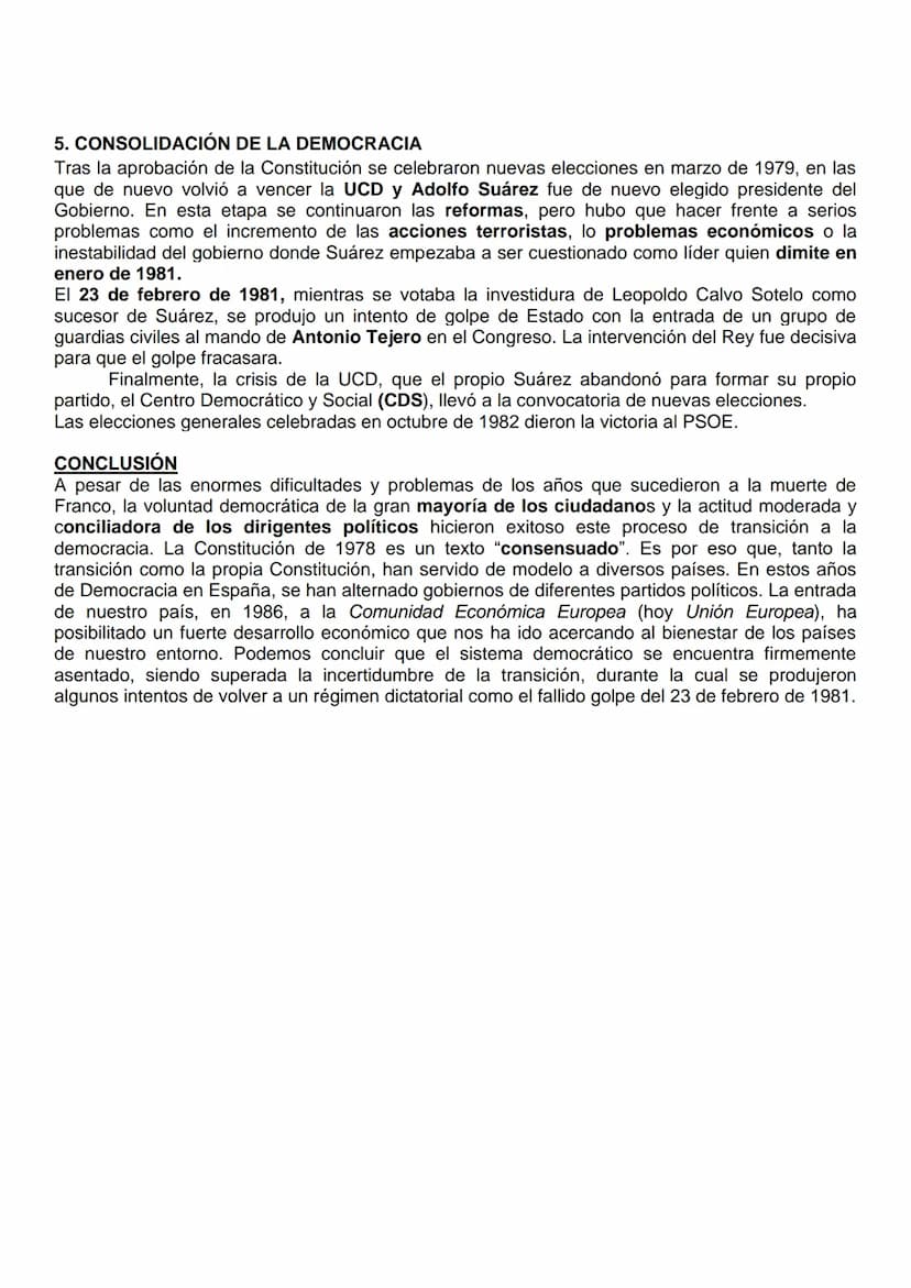 INTRODUCCIÓN
La Transición (1975-1982) es el proceso por el que España pasó de una dictadura a una
democracia. Es un periodo de tiempo relat