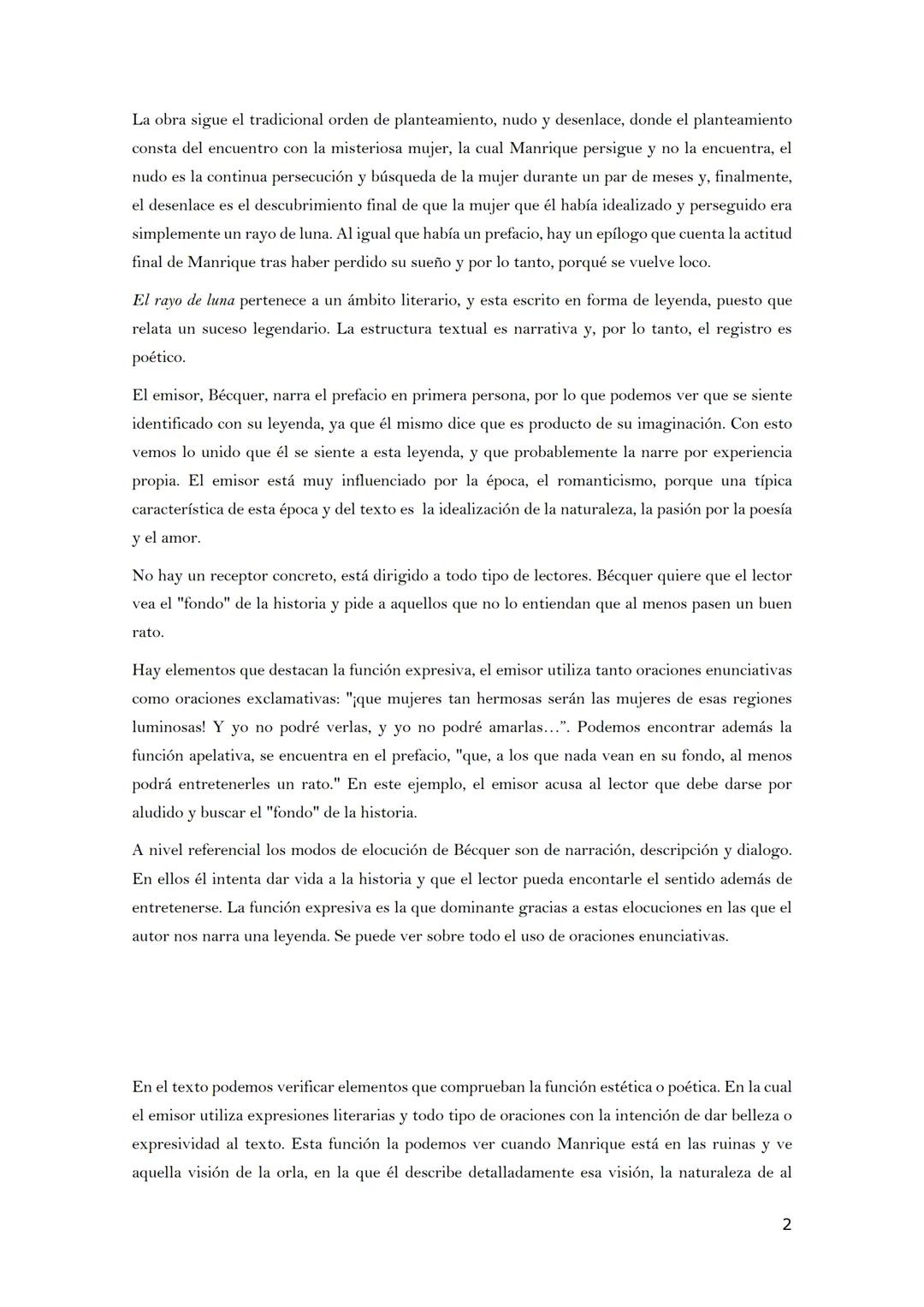 COMENTARIO DE TEXTO
<<El rayo de luna» (Leyendas de Bécquer)
El rayo de luna es el título de una de las leyendas escritas por Gustavo Adolfo