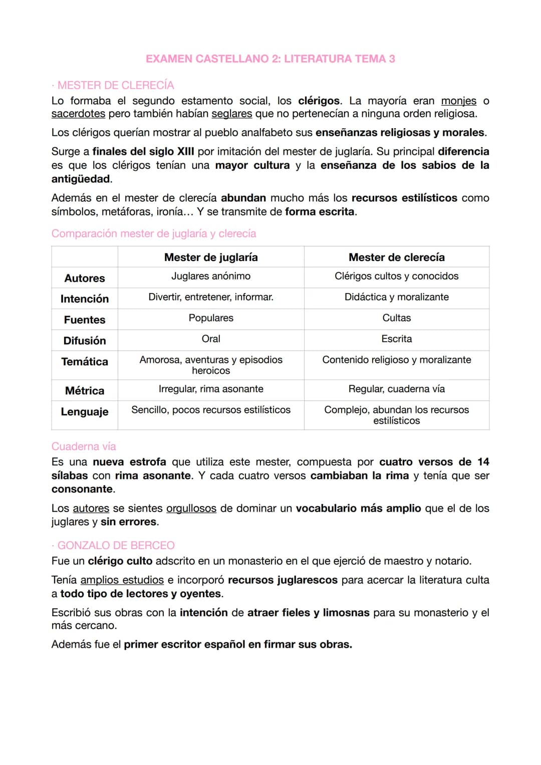 -MESTER DE CLERECÍA
Lo formaba el segundo estamento social, los clérigos. La mayoría eran monjes o
sacerdotes pero también habían seglares q