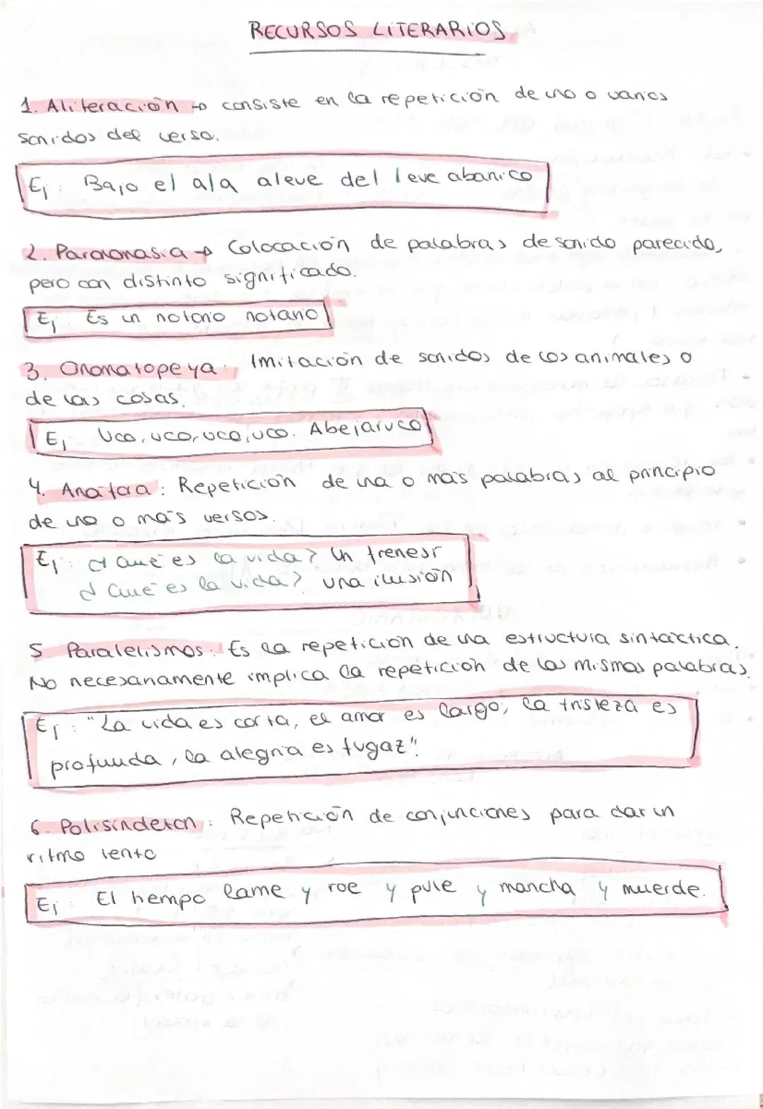 RECURSOS LITERARIOS
1. Aliteración to consiste en la repetición de uno o vanes
Sonidos del verso.
Ej Bajo el ala aleve del leve abanico
2. P