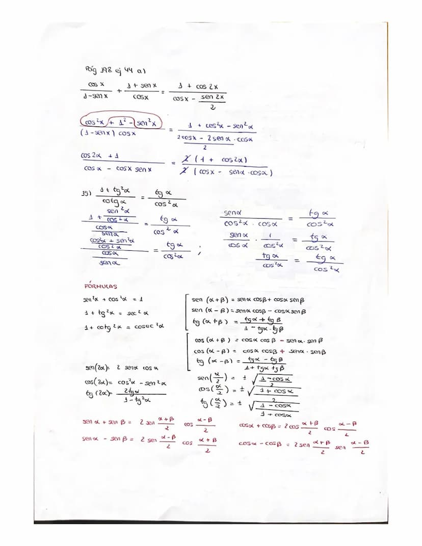 
<p>In this document, we will cover various trigonometry formulas and exercises. You can find exercises for 4th-year high school (4 eso) as 