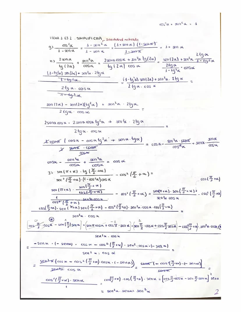 
<p>In this document, we will cover various trigonometry formulas and exercises. You can find exercises for 4th-year high school (4 eso) as 