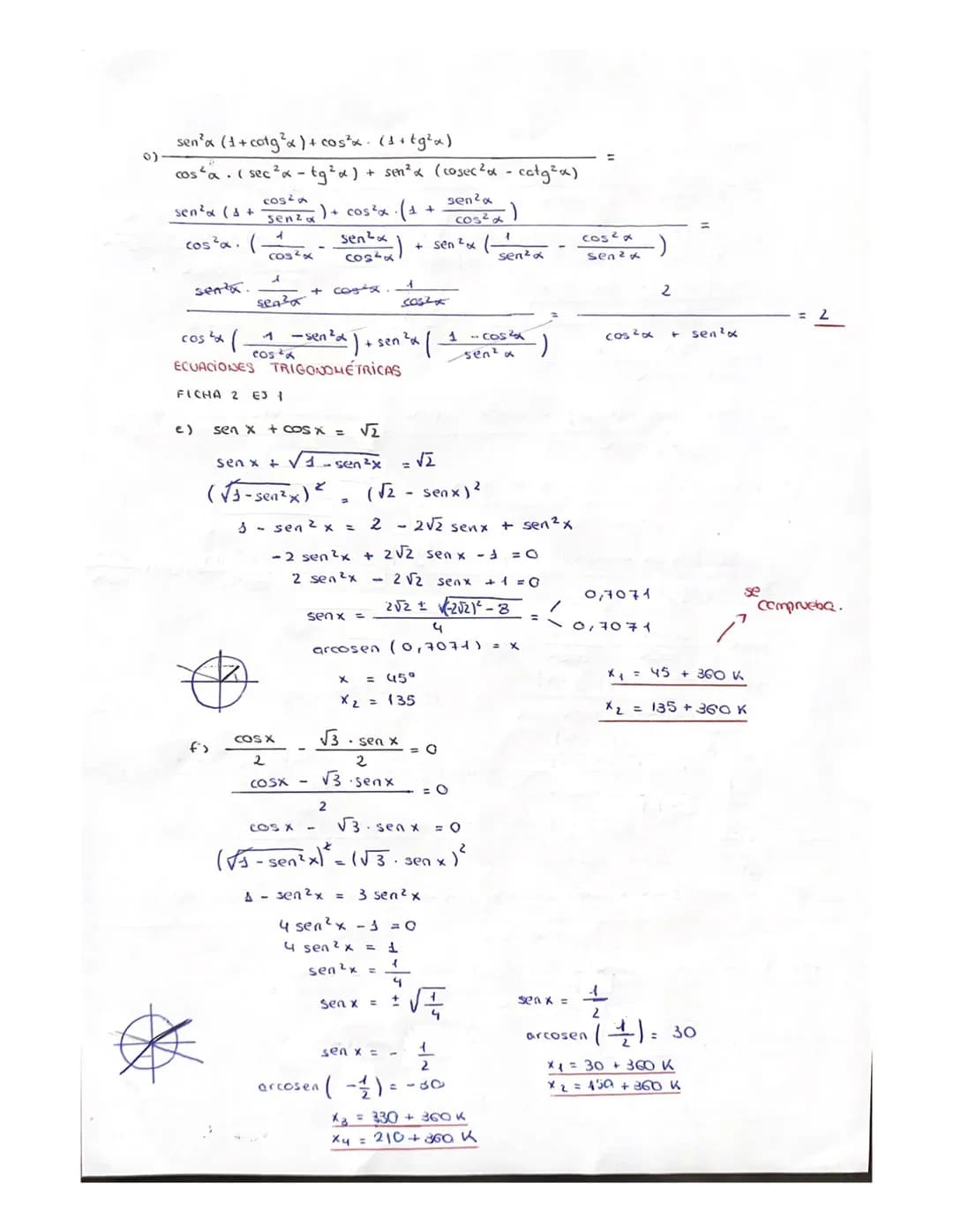 
<p>In this document, we will cover various trigonometry formulas and exercises. You can find exercises for 4th-year high school (4 eso) as 