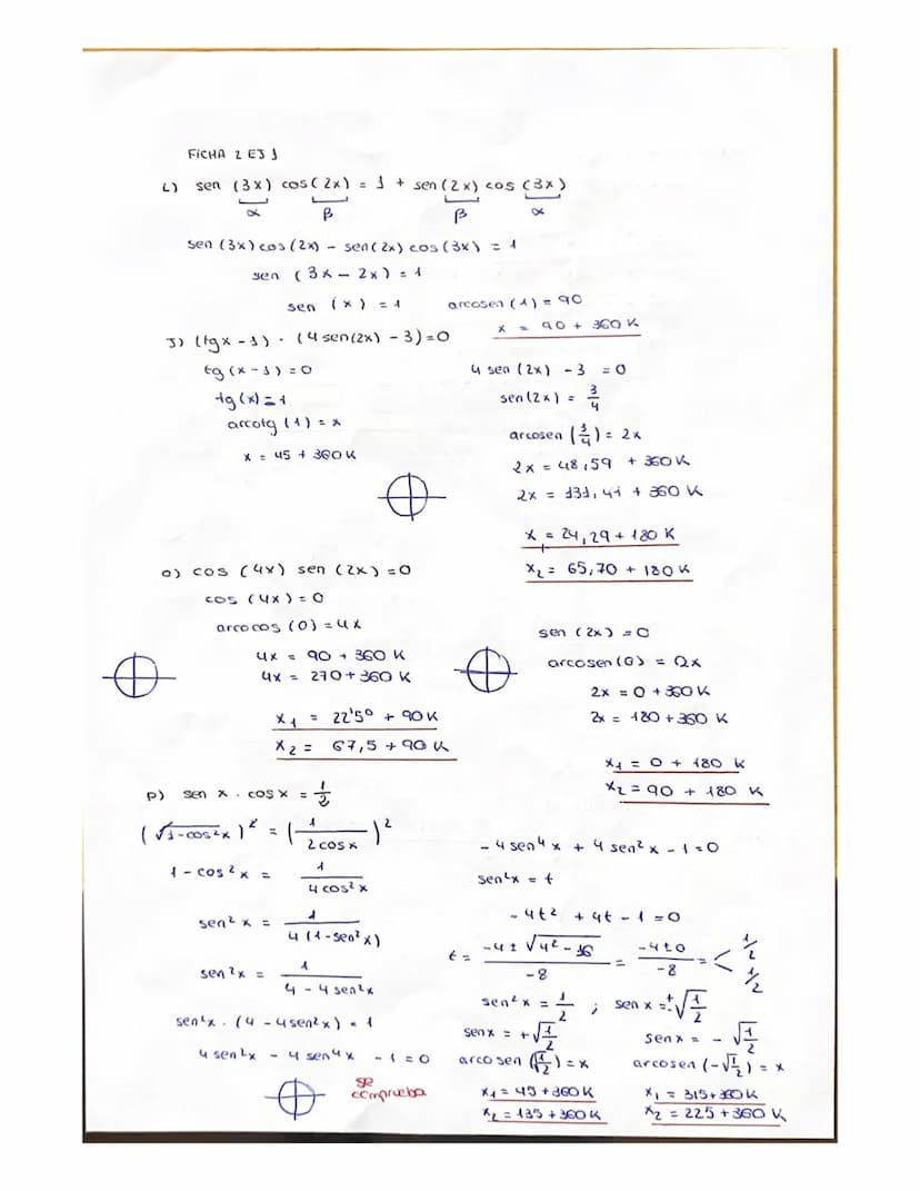 
<p>In this document, we will cover various trigonometry formulas and exercises. You can find exercises for 4th-year high school (4 eso) as 