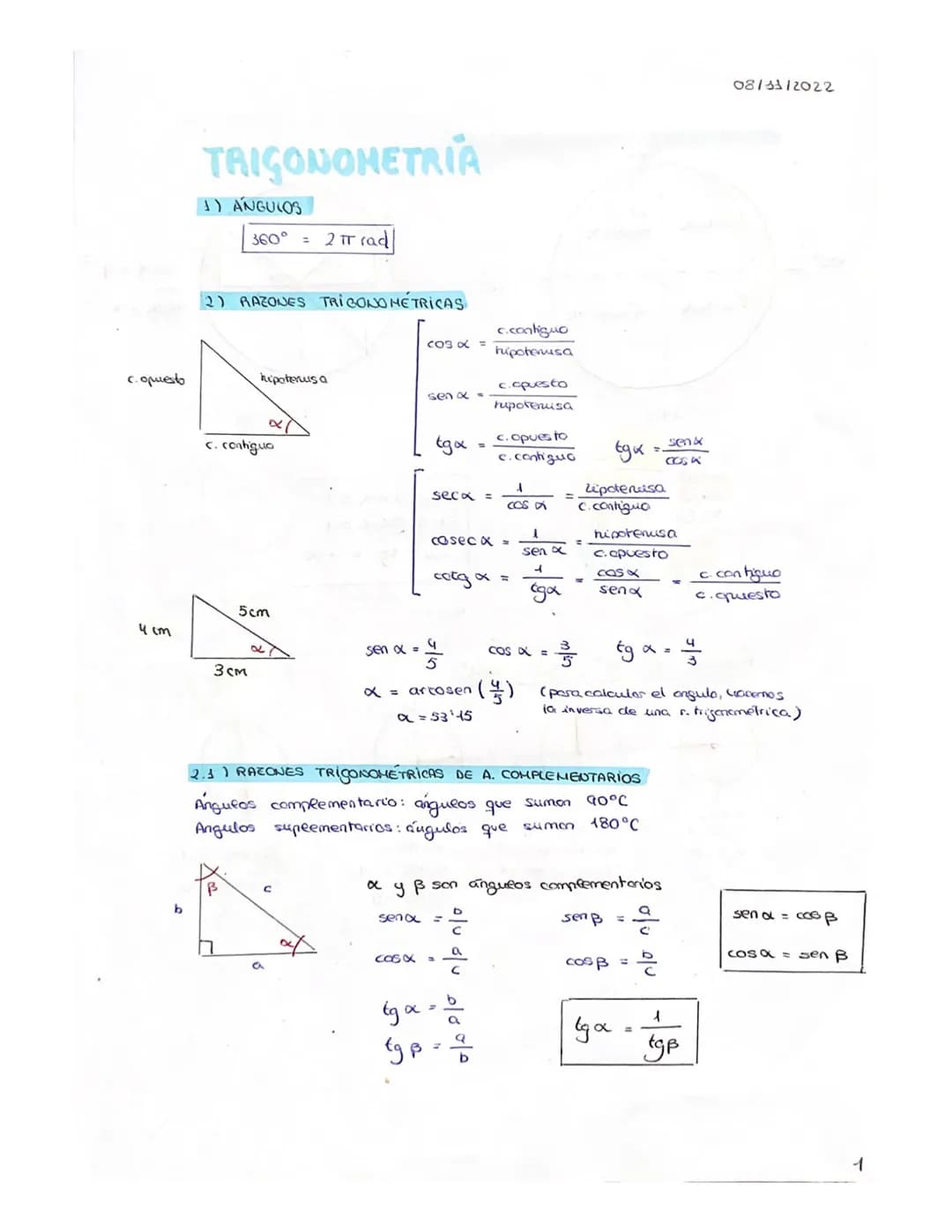 
<p>In this document, we will cover various trigonometry formulas and exercises. You can find exercises for 4th-year high school (4 eso) as 