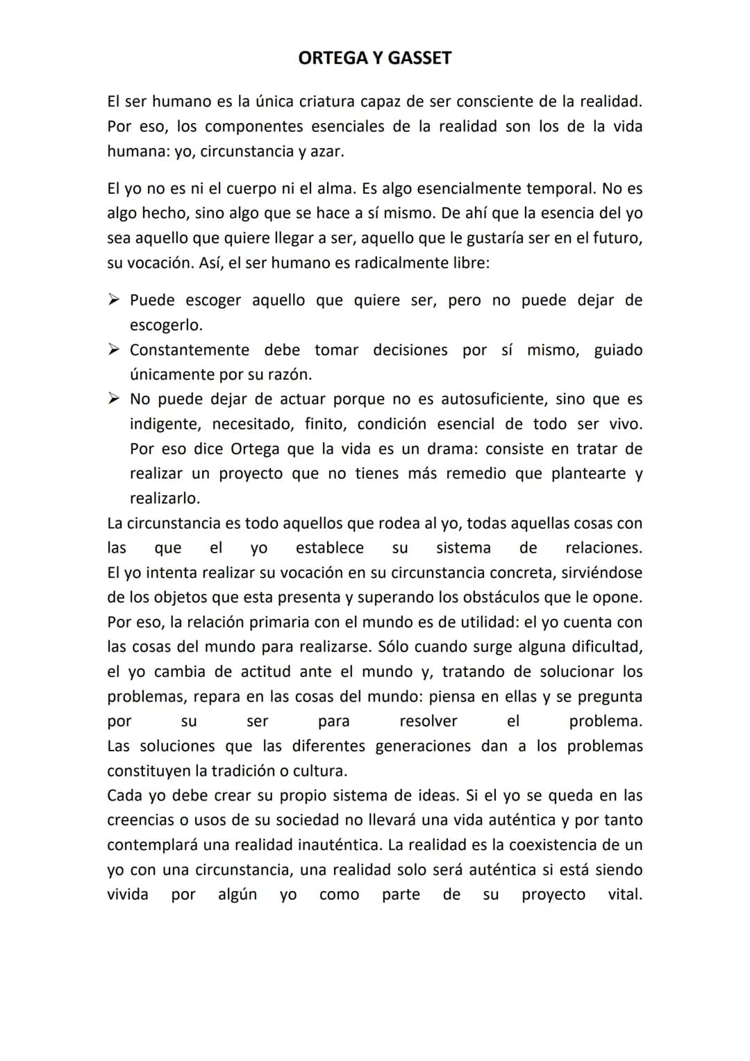 ORTEGA Y GASSET
El objetivo central de la filosofía de Ortega será conseguir una síntesis
equilibrada entre cultura y espontaneidad, entre r