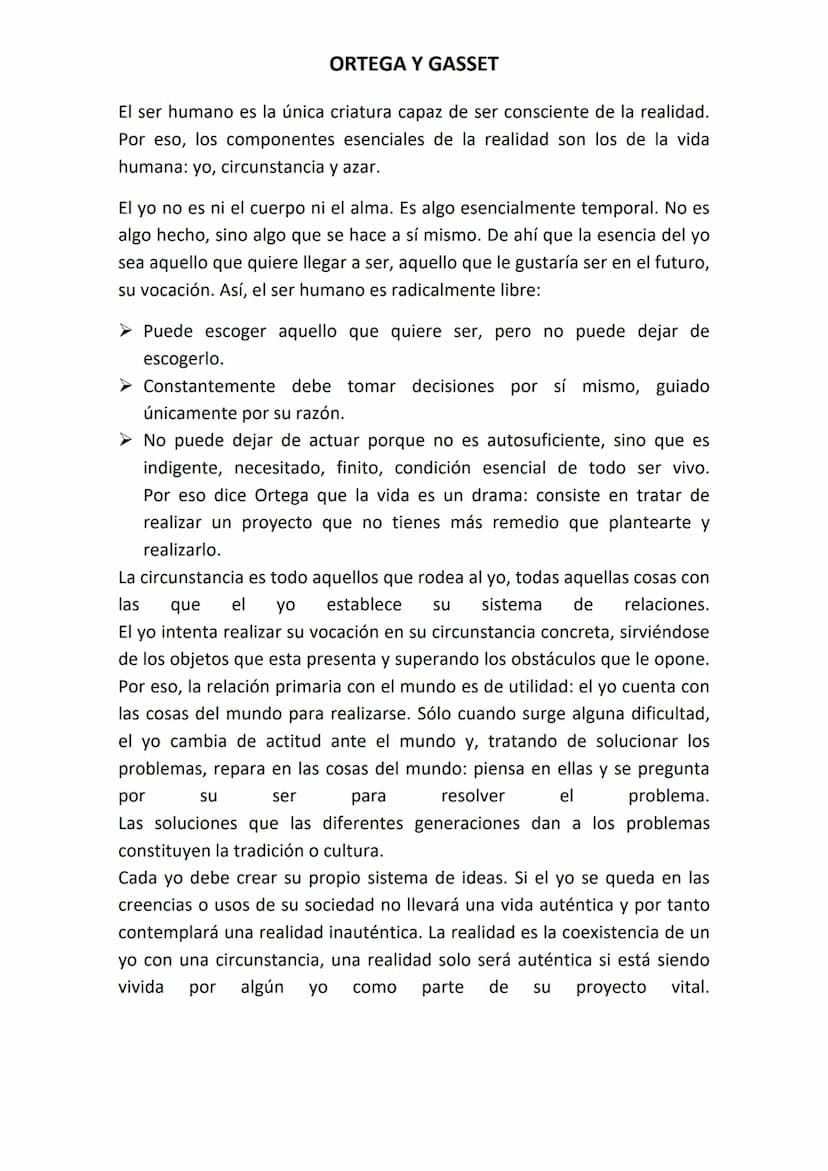 ORTEGA Y GASSET
El objetivo central de la filosofía de Ortega será conseguir una síntesis
equilibrada entre cultura y espontaneidad, entre r