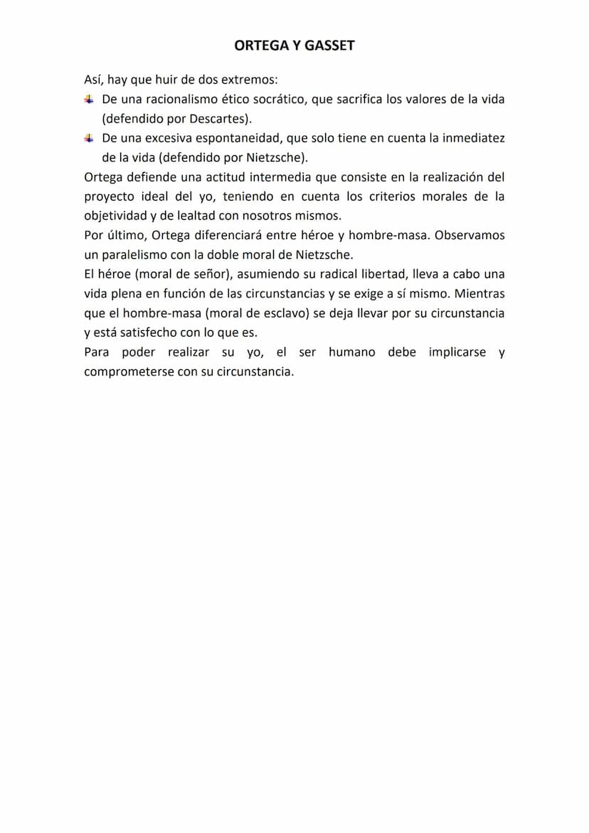 ORTEGA Y GASSET
El objetivo central de la filosofía de Ortega será conseguir una síntesis
equilibrada entre cultura y espontaneidad, entre r