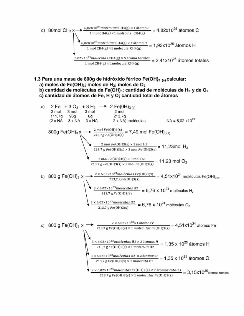 TRABAJO PRACTICO Nº 3
1. MASA, MOLES Y EL NÚMERO DE AVOGADRO
1.1 Para una masa de 600g de CO2 (g) calcular:
a) moles de CO2; moles de O2; mo