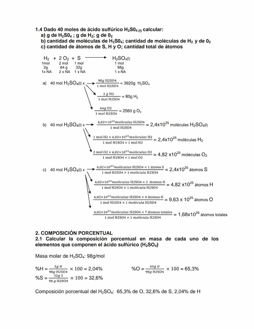 TRABAJO PRACTICO Nº 3
1. MASA, MOLES Y EL NÚMERO DE AVOGADRO
1.1 Para una masa de 600g de CO2 (g) calcular:
a) moles de CO2; moles de O2; mo