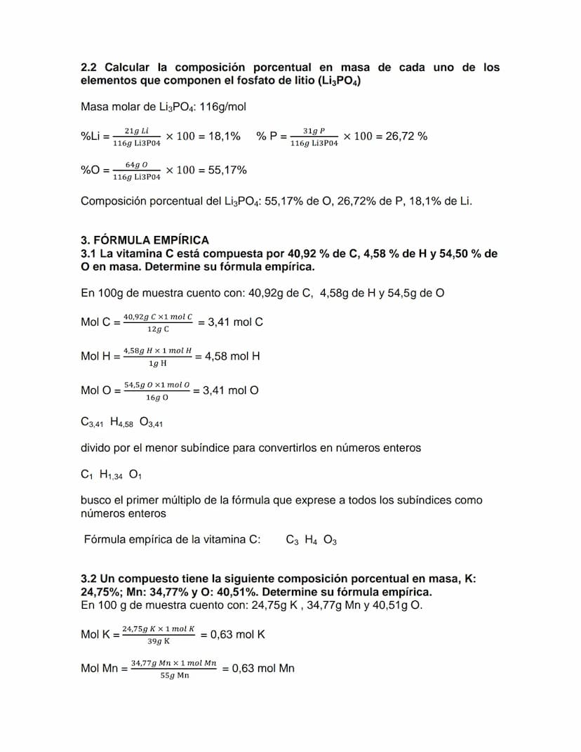 TRABAJO PRACTICO Nº 3
1. MASA, MOLES Y EL NÚMERO DE AVOGADRO
1.1 Para una masa de 600g de CO2 (g) calcular:
a) moles de CO2; moles de O2; mo