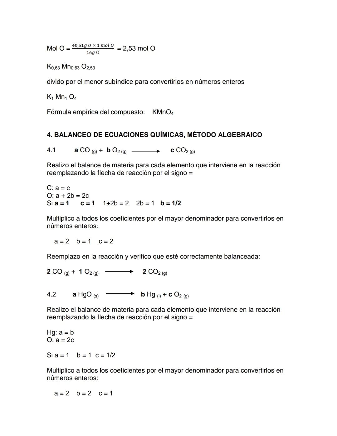 TRABAJO PRACTICO Nº 3
1. MASA, MOLES Y EL NÚMERO DE AVOGADRO
1.1 Para una masa de 600g de CO2 (g) calcular:
a) moles de CO2; moles de O2; mo