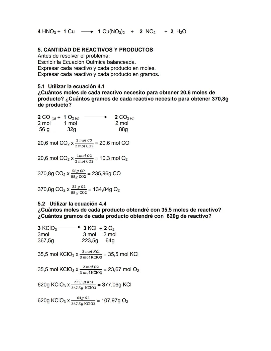 TRABAJO PRACTICO Nº 3
1. MASA, MOLES Y EL NÚMERO DE AVOGADRO
1.1 Para una masa de 600g de CO2 (g) calcular:
a) moles de CO2; moles de O2; mo