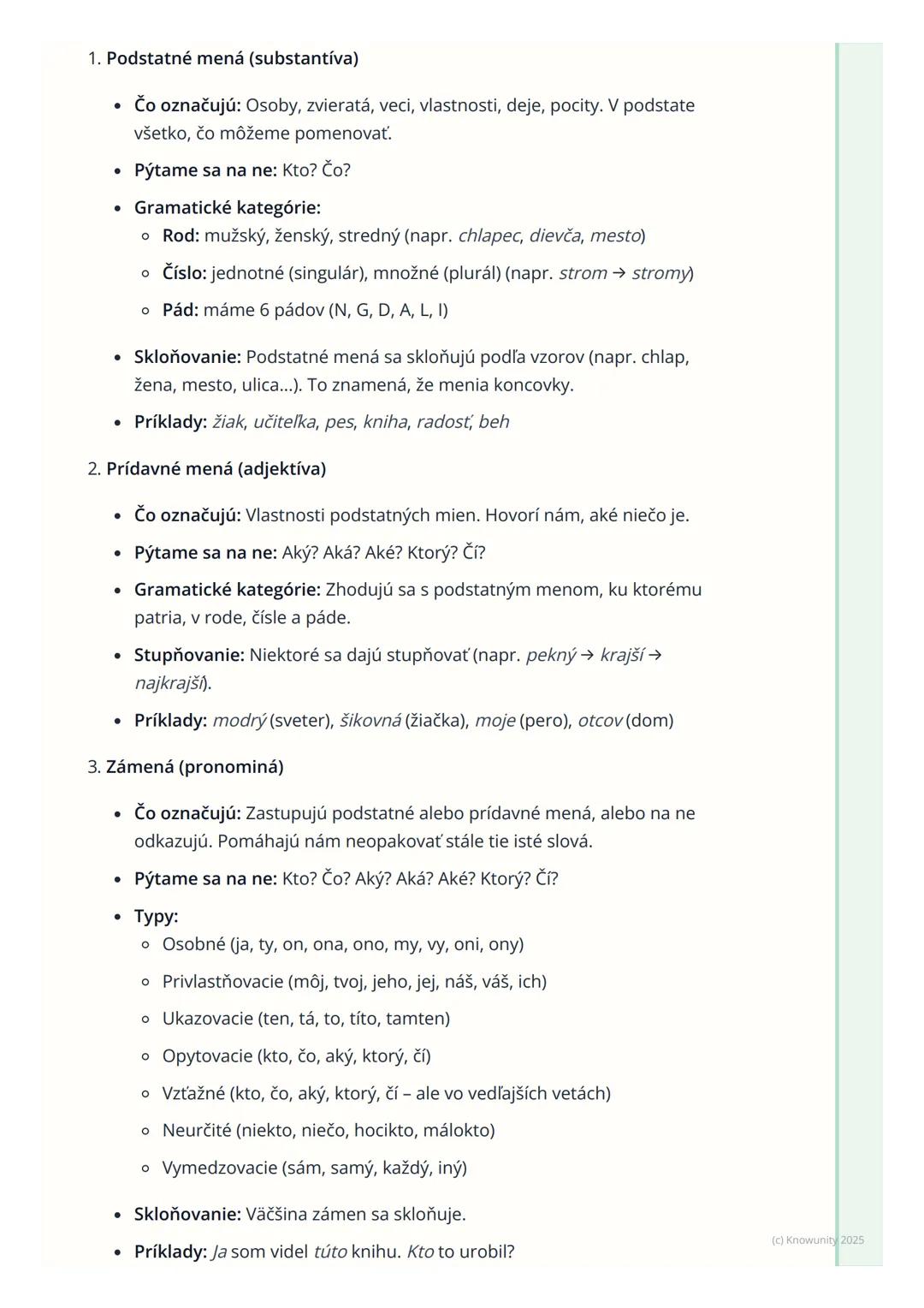 # Slovné druhy

1. Prehľad a úvod

Takže, ideme si zopakovať slovné druhy. Je to super dôležité, lebo nám to
pomáha rozumieť, ako funguje ná