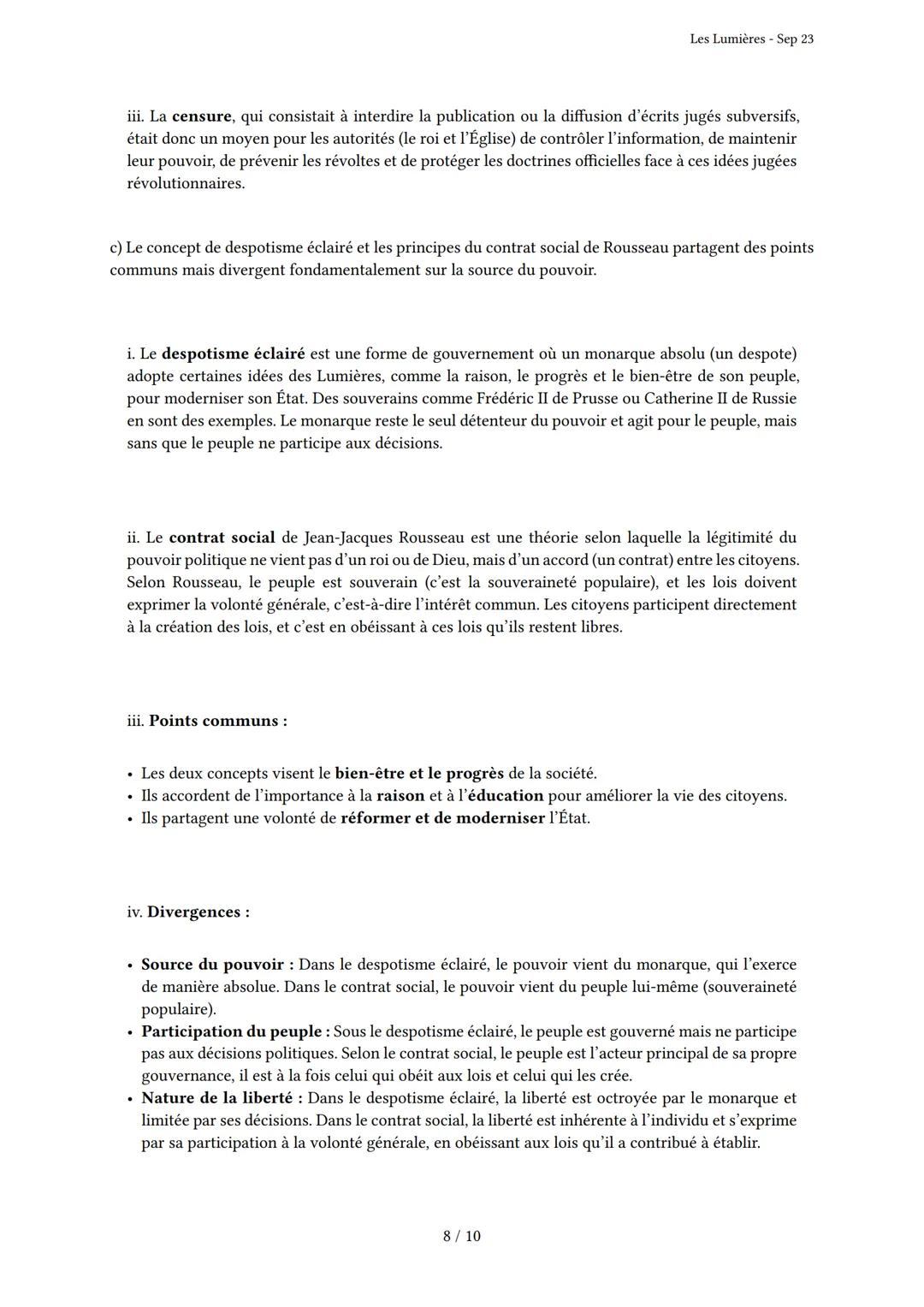 Les Lumières

Généré par Knowunity.fr - Sep 23

Description: Cet examen couvre le sujet des Lumières et leurs concepts clés en Histoire 4ème