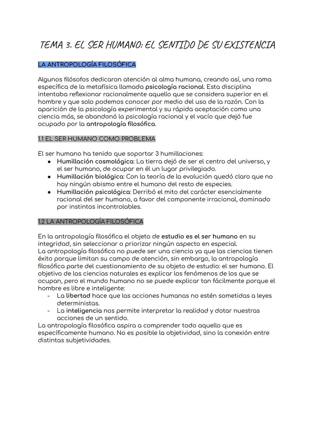 # TEMA 3. EL SER HUMANO: EL SENTIDO DE SU EXISTENCIA
## LA ANTROPOLOGÍA FILOSÓFICA
Algunos filósofos dedicaron atención al alma humana, cr